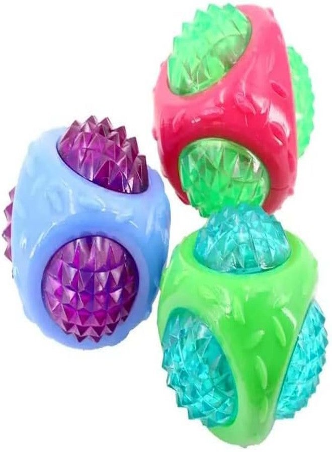 PET FUN لعبة مضغ على شكل كرة ماسية من مادة TPR من PET FUN مع صفارة وإضاءة LED | متينة للحيوانات التي تمضغ بقوة | عبوة من قطعتين - Image 3